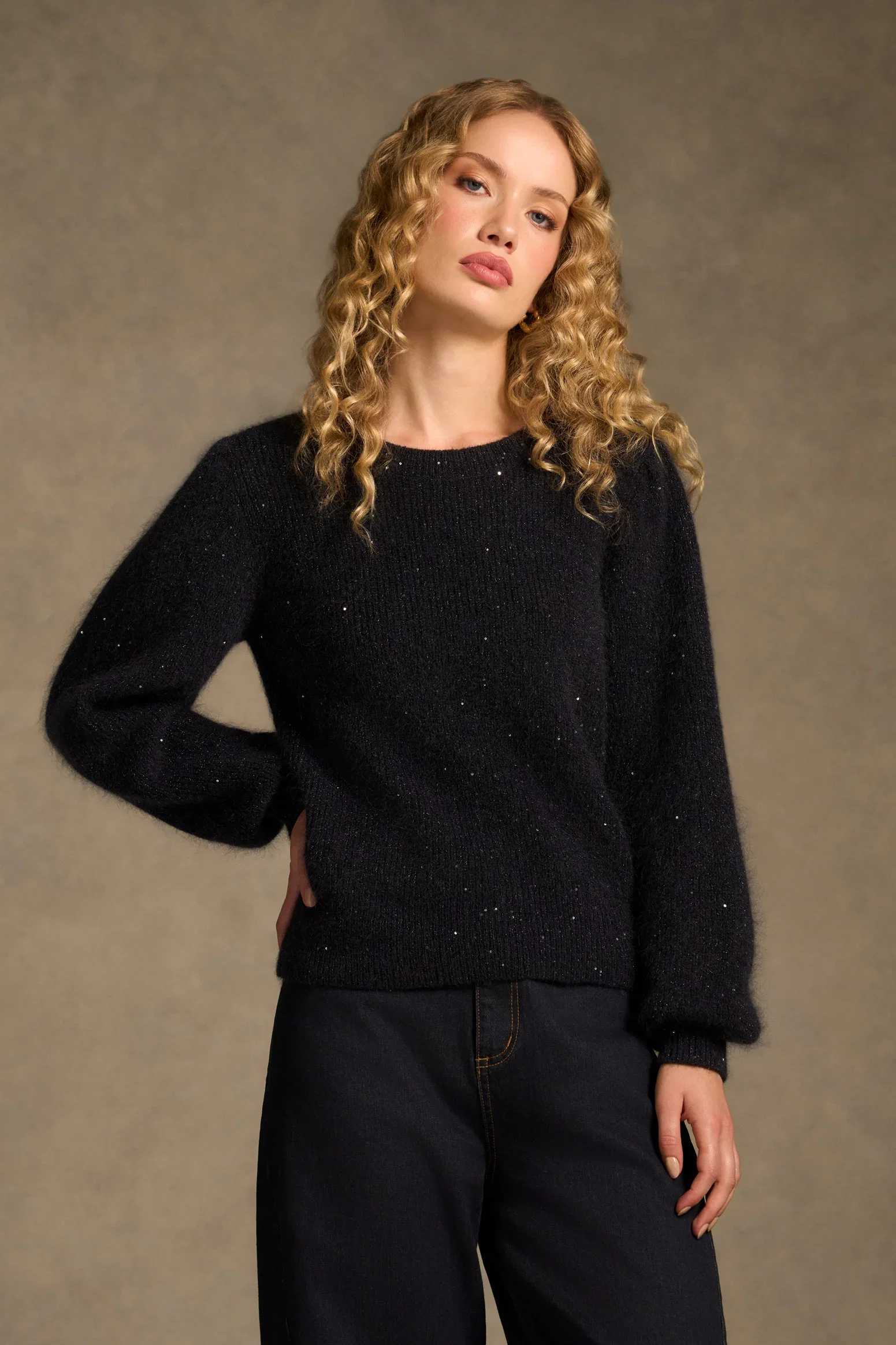 Image of Puff Sleeve Jumper - Starry Night