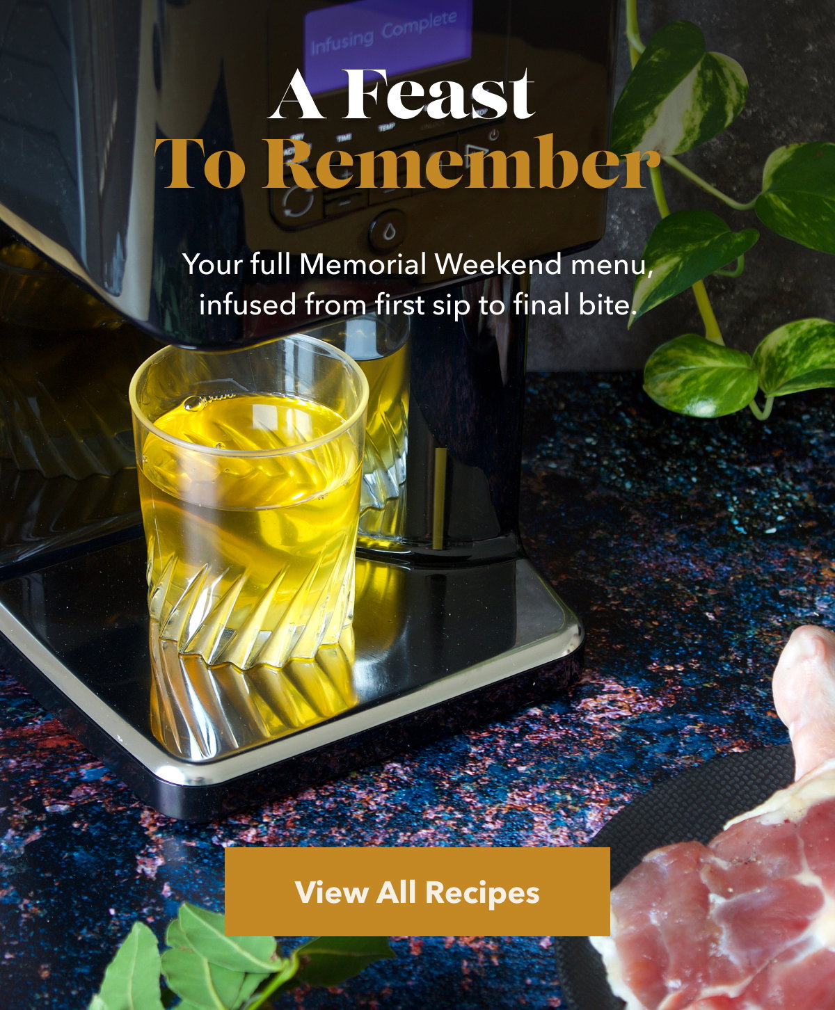 A Feast To Remember. Your full Memorial Weekend menu, infused from first sip to final bite. [View All Recipes]
