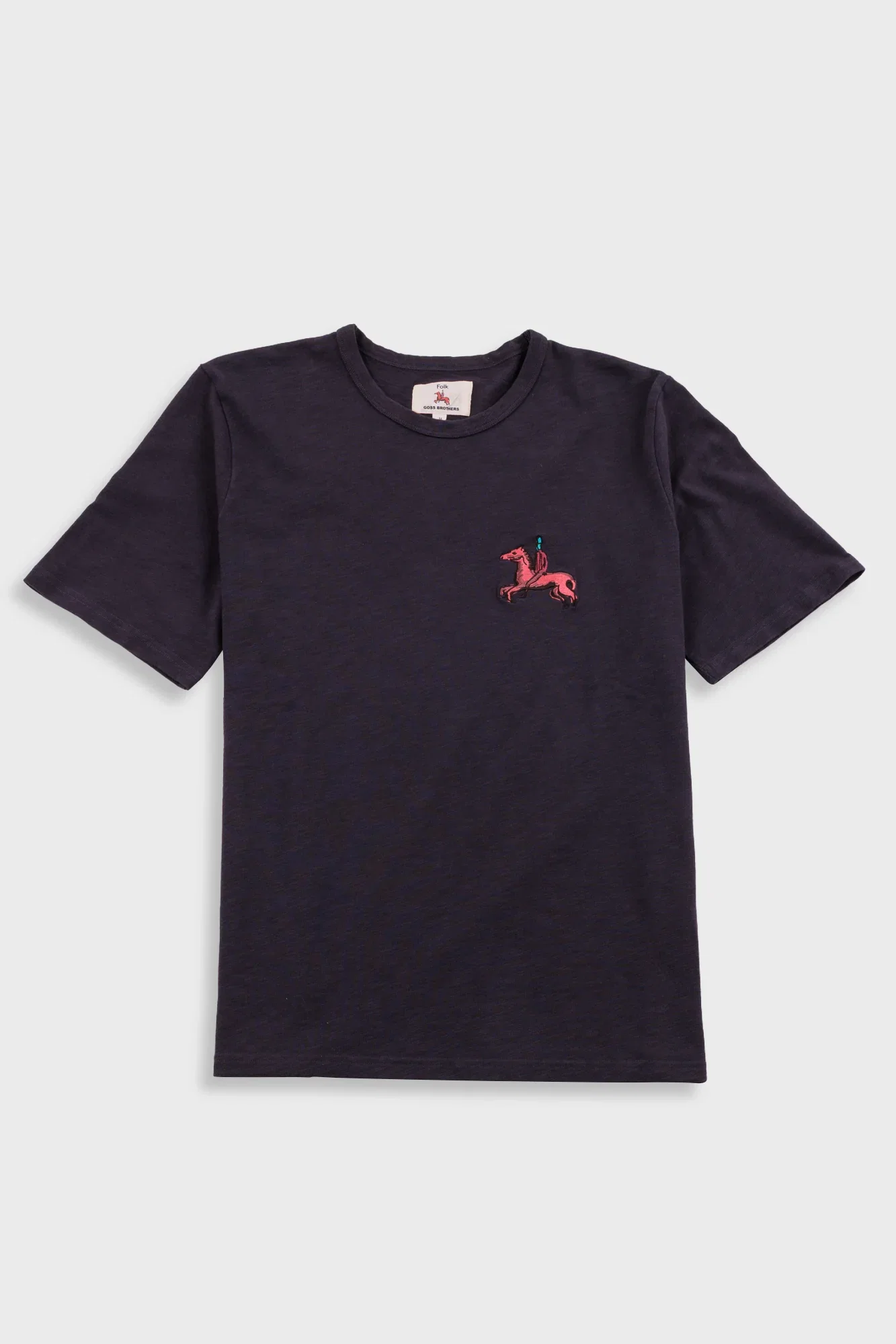 Image of Slub Embroidery T-Shirt - Black Carousel | Folk x Goss Brothers