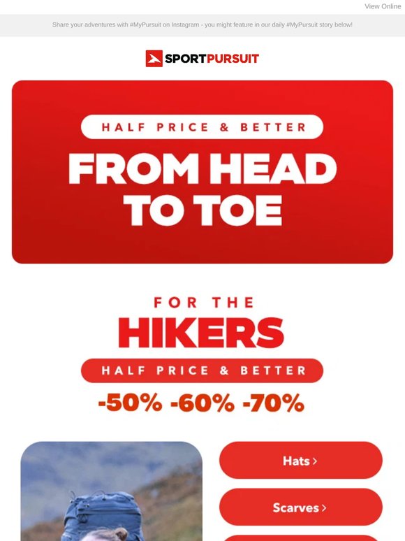 For the Hikers: From Head to Toe at Half Price & Better