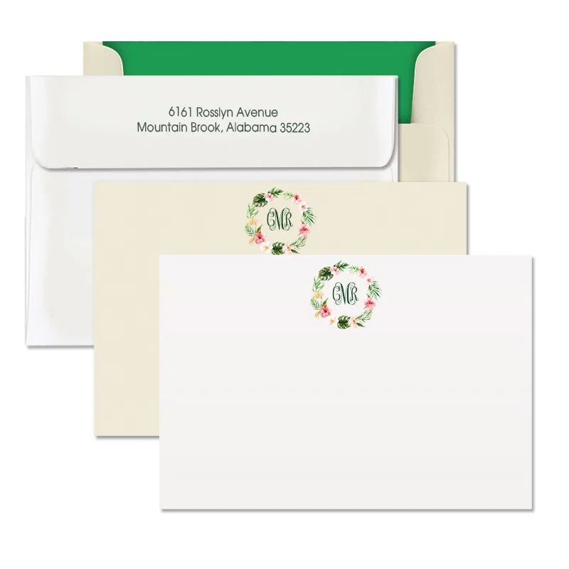 Image of Watercolor Wreath Correspondence Cards
