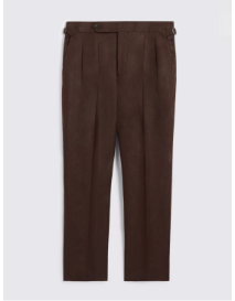 Burgundy Linen Pleated Trousers