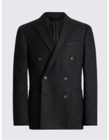 Tailored Fit Black Linen-Blend Jacket