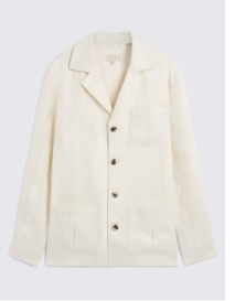Off-White Twill Linen Shacket
