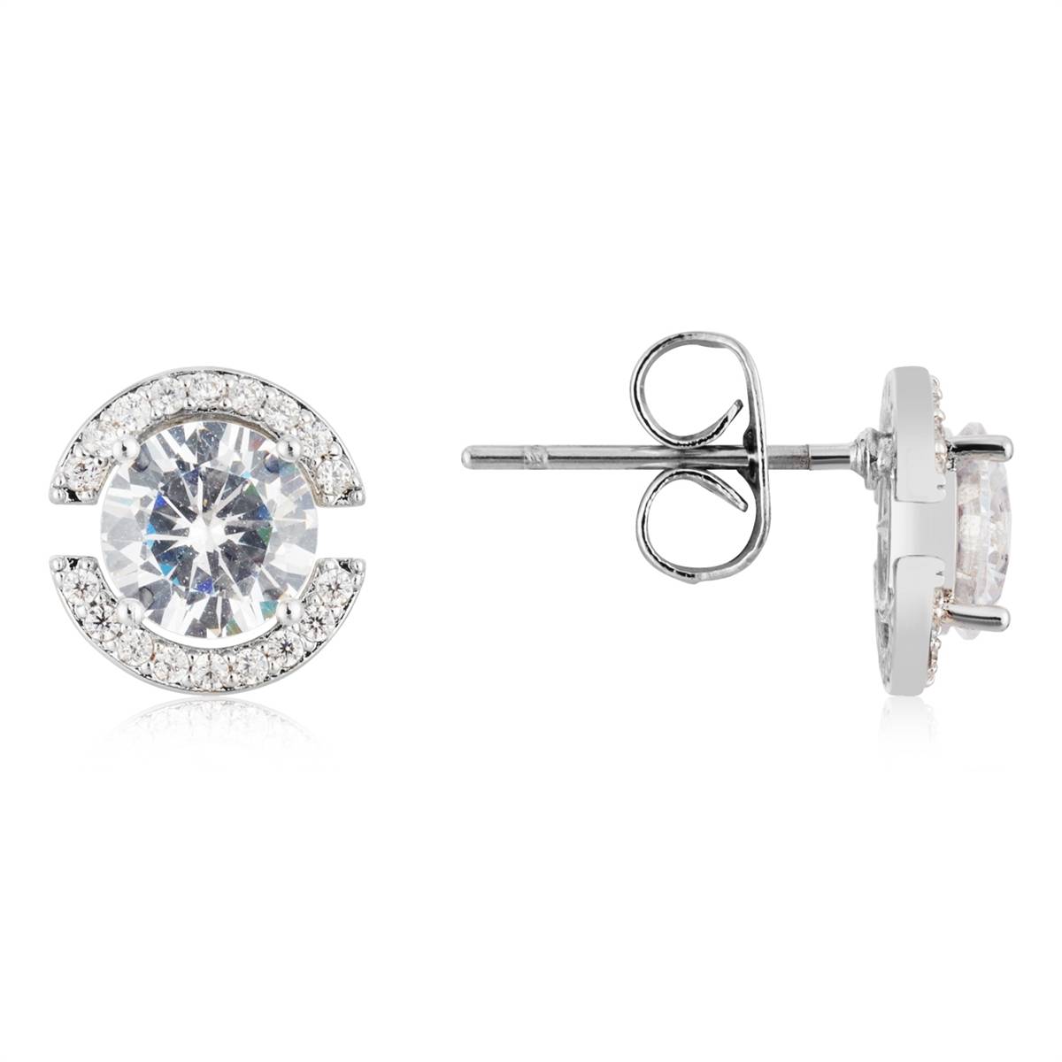 August Woods Silver Open Halo Stud Earrings