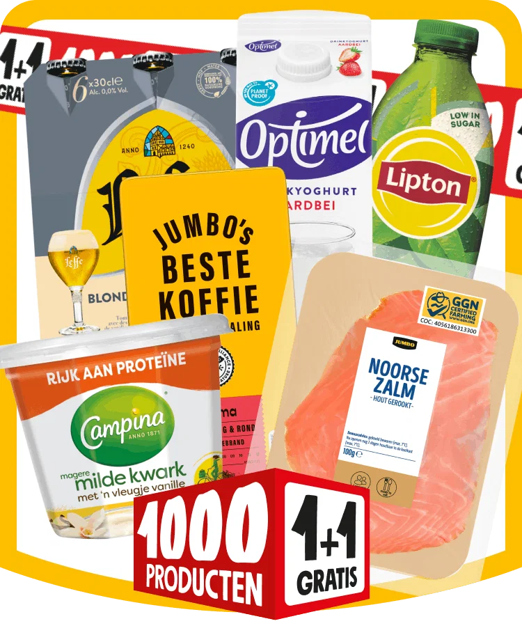 1000 producten 1+1 gratis