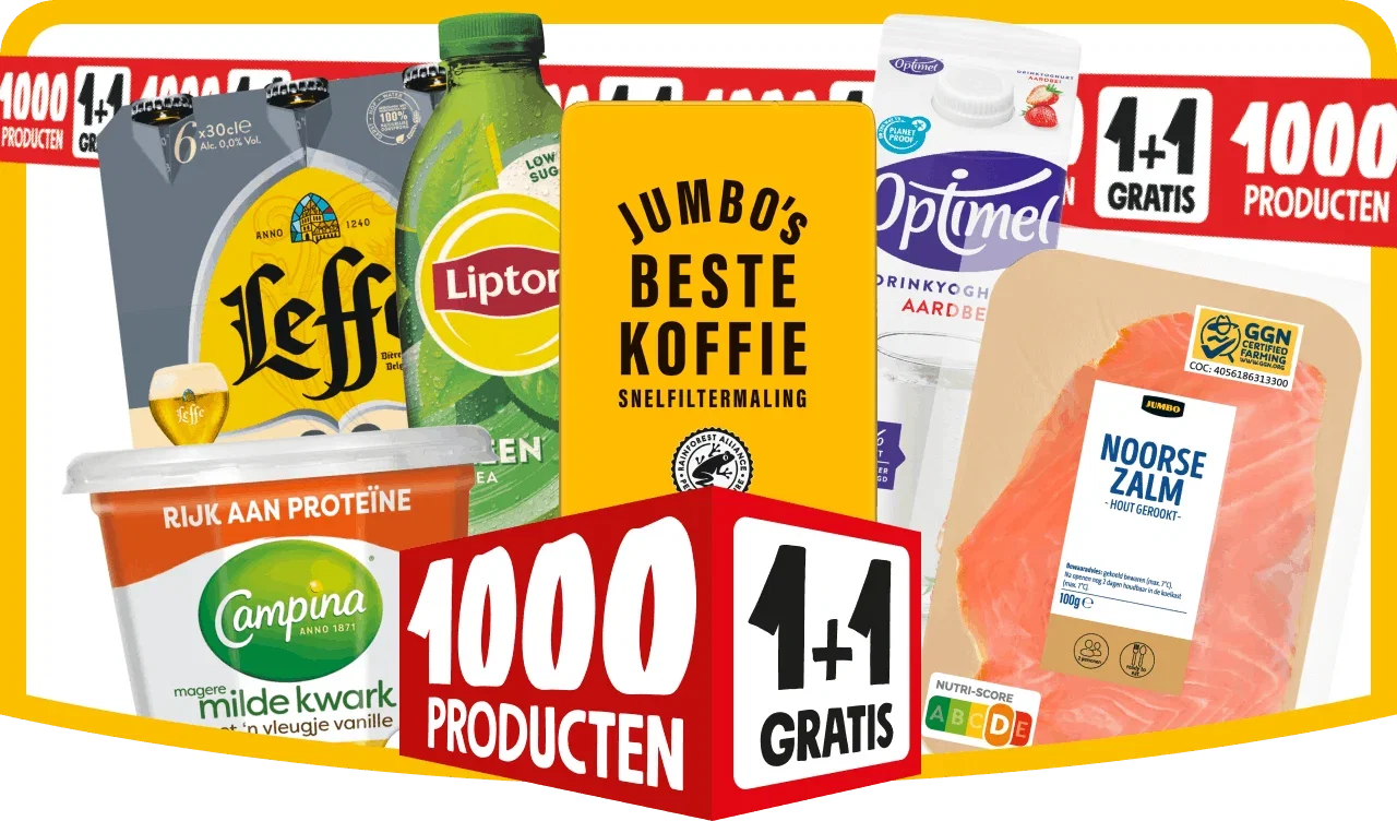 1000 producten 1+1 gratis