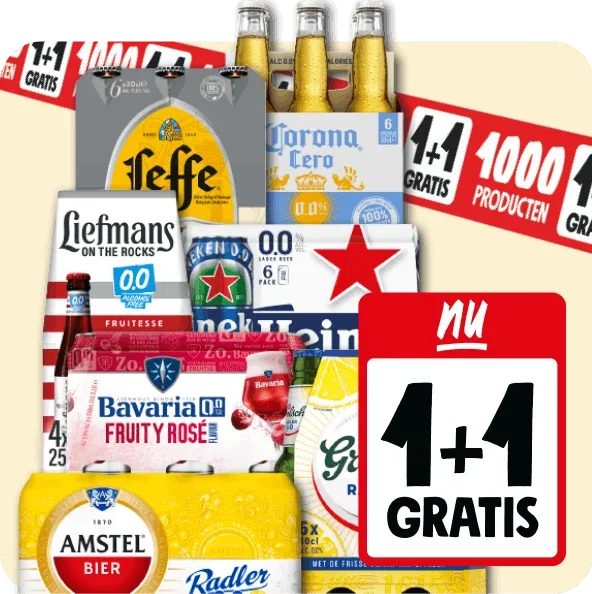 Alle alcoholvrije bieren nu 1+1 gratis