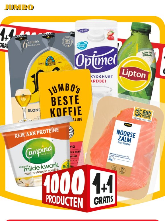 Deze week: 1000 producten 1+1 gratis.