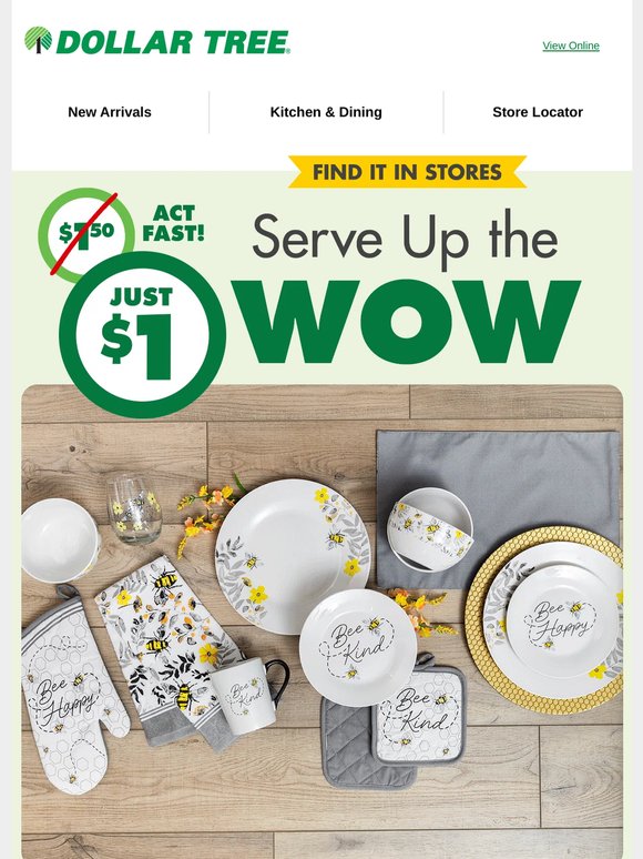 Dine on a dollar $1, shop in stores