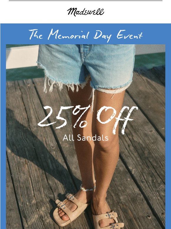 Enjoy 25% off all sandals