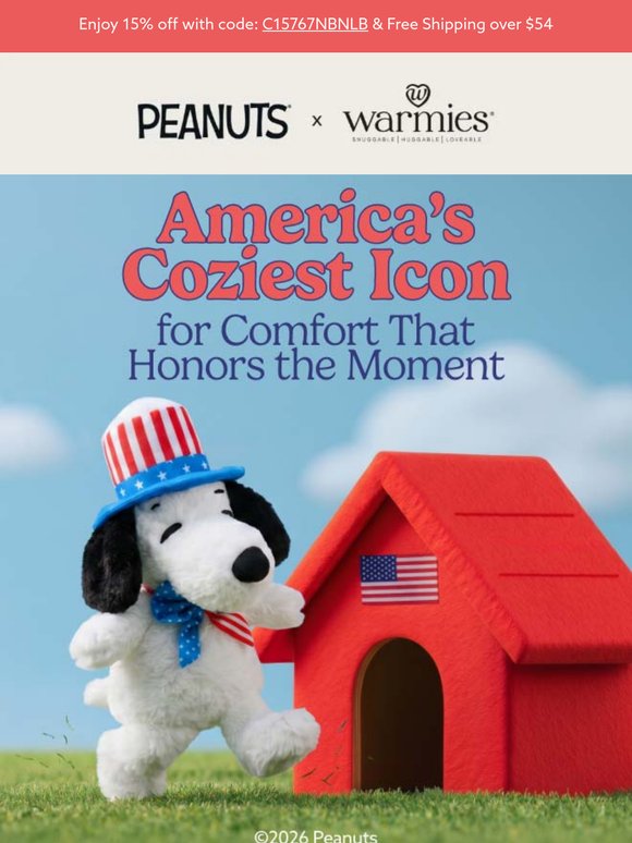New! Americana Snoopy Warmies