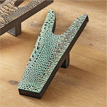 Turquoise Embossed Gator Print Leather Boot Jack