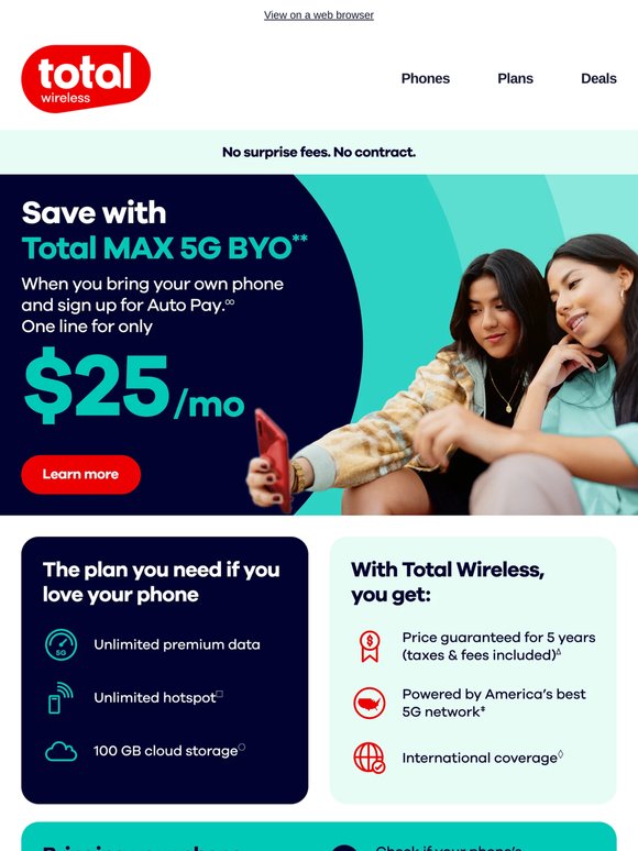 Bring your phone and save with Total MAX 5G BYO