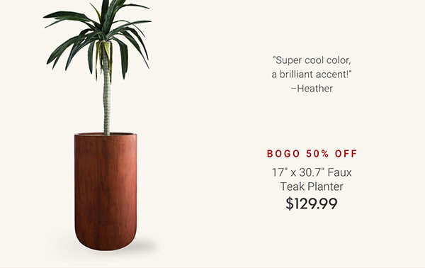 BOGO 50% OFF 17" x 30.7" Faux Teak Planter ( $10 Same-day Delivery on All Pots & Planters)