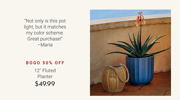 BOGO 50% OFF - 12" Fluted Planter