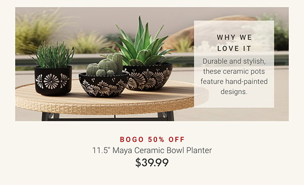BOGO 50% OFF 11.5" Maya Ceramic Bowl Planter