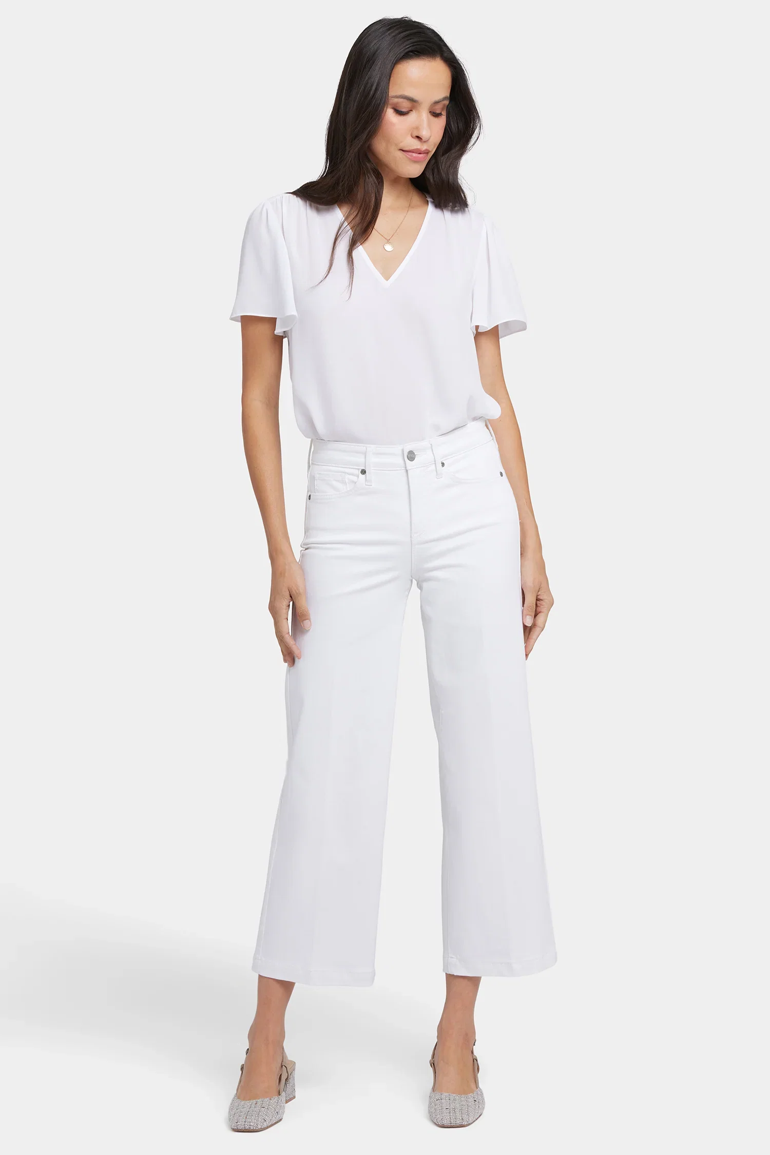 Image of Teresa Wide Leg Ankle Jeans - Optic White