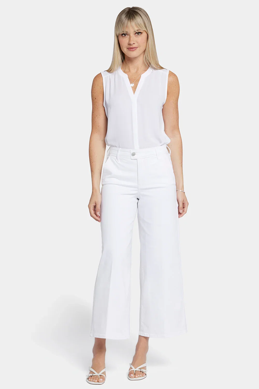 Image of Mona Wide Leg Trouser Ankle Jeans  - Optic White