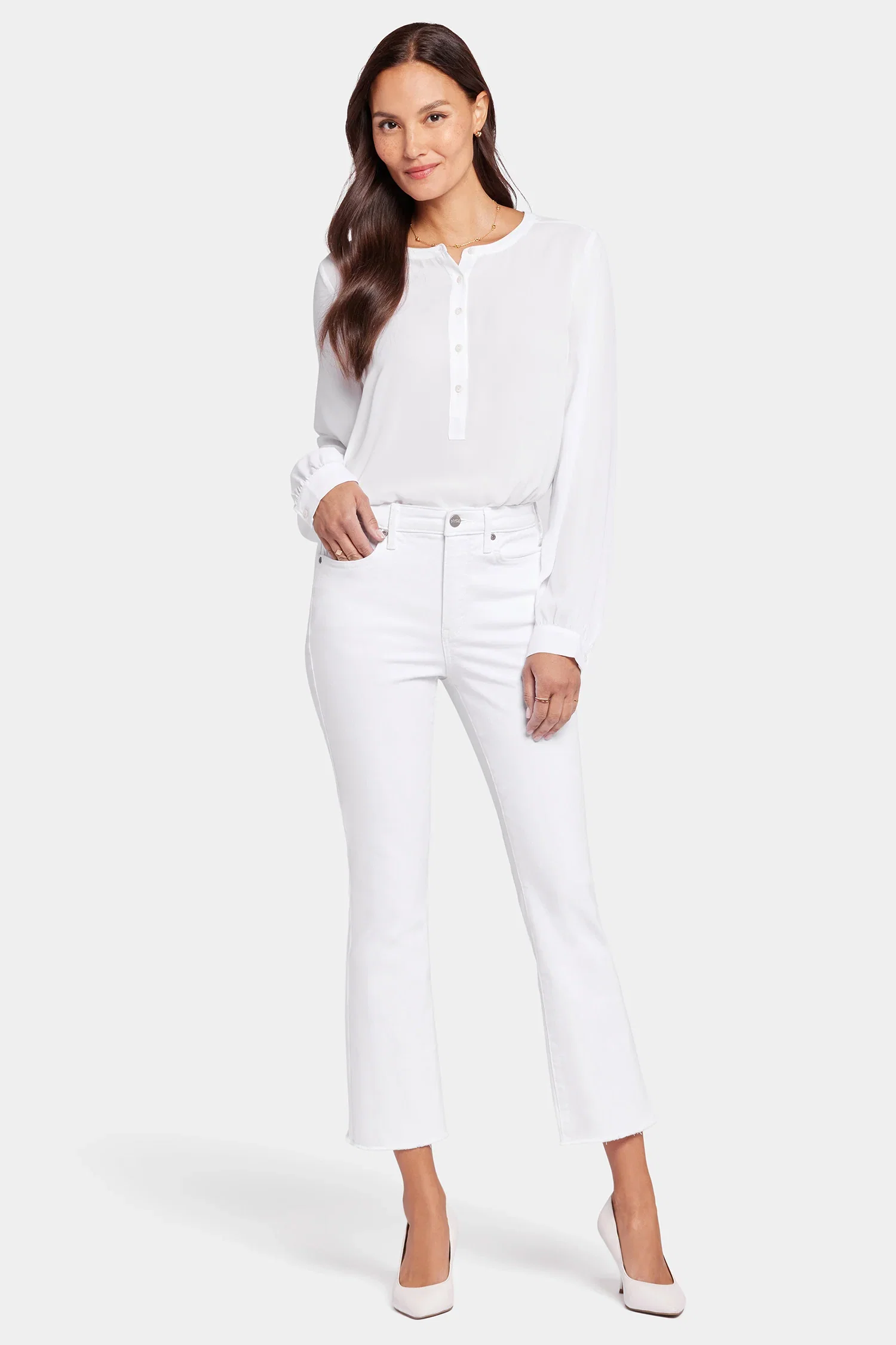 Image of Billie Mini Bootcut Ankle Jeans - Optic White