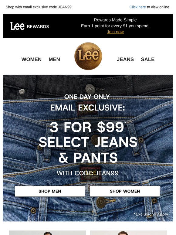 3 for $99 jeans & pants - today only!