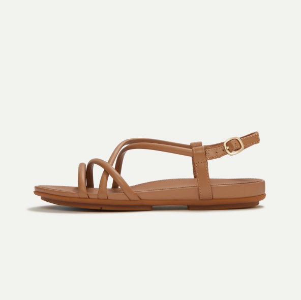 GRACIE Leather Strappy Back-Strap Sandals Tan