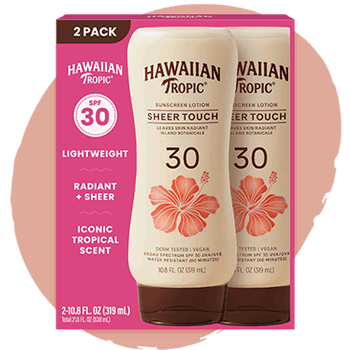 Hawaiian Tropic Sheer Touch Lotion Sunscreen SPF 30, 10.8 fl oz, 2-Pack