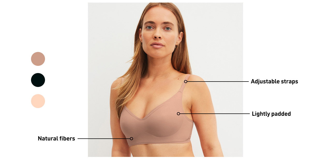 Bonded bra in rose skin color with removable pads and adjustable straps from the NATURAL SKIN series by CALIDA. 