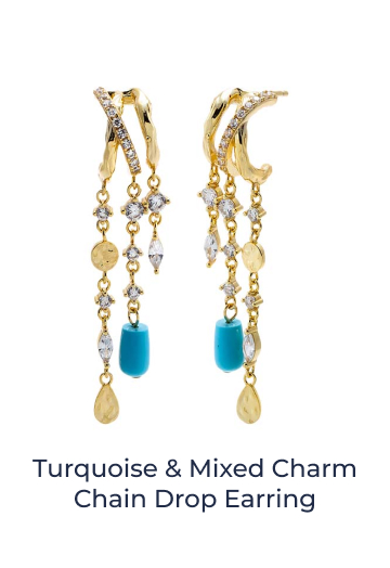 Turquoise & Mixed Charm Chain Drop Earring