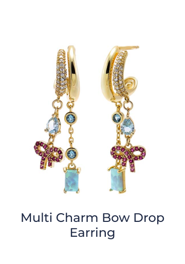 Multi Charm Bow Drop Earring