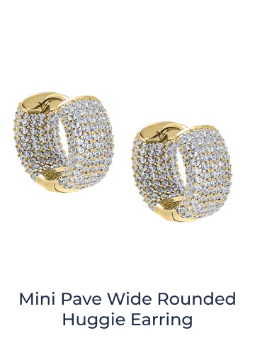 Mini Pave Wide Rounded Huggie Earring