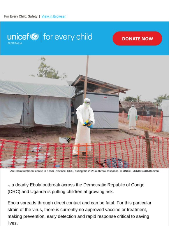 🚨 ACT NOW: Ebola outbreak in DR Congo and Uganda puts children’s lives at risk