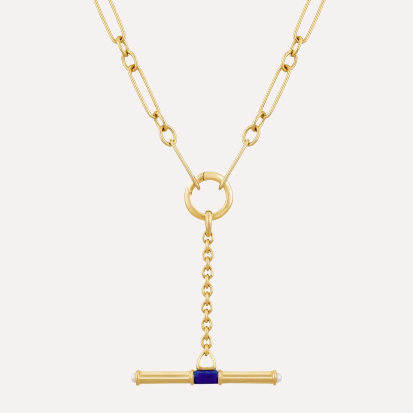 Lapis Lariat T-Bar Necklace
