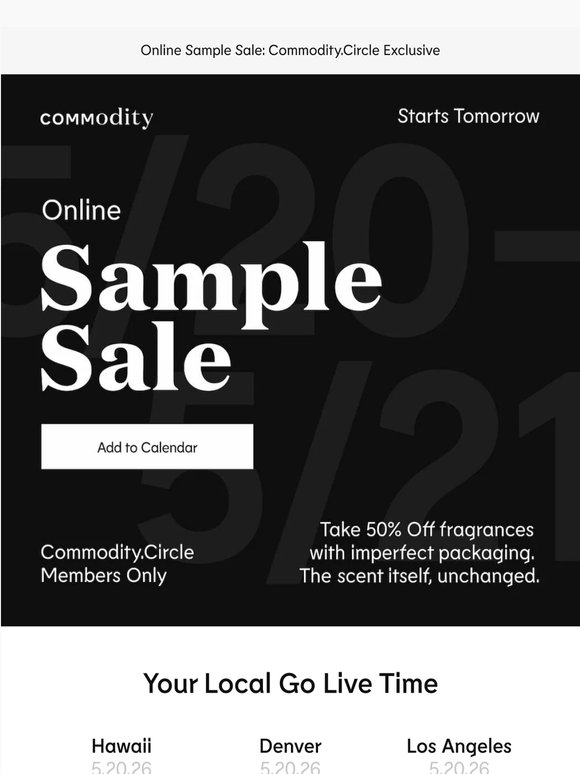 Online Sample Sale starts tomorrow