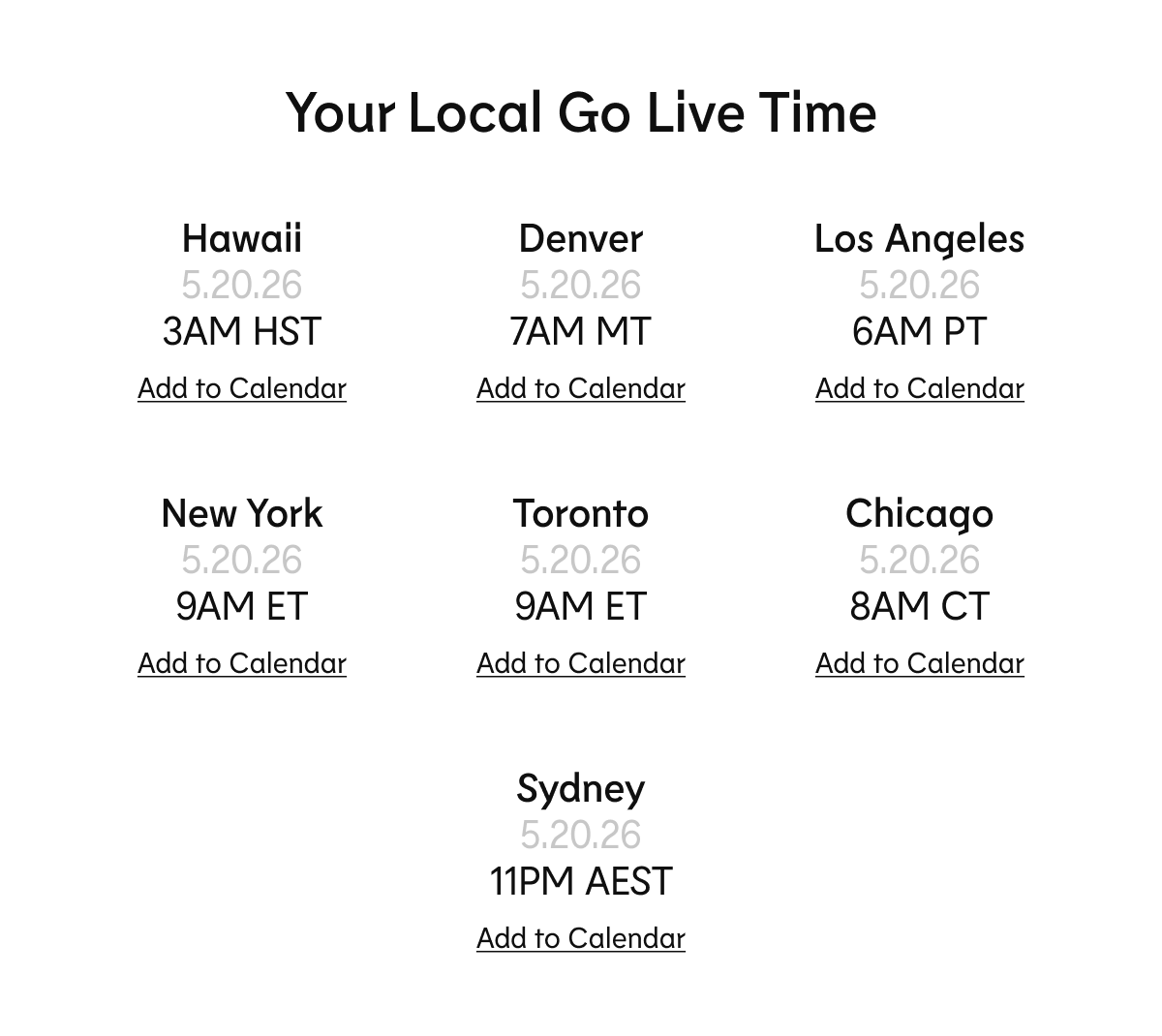 YOUR LOCAL GO LIVE TIME