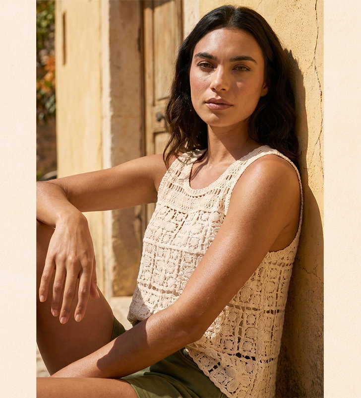 Natural Crochet Knit Vest