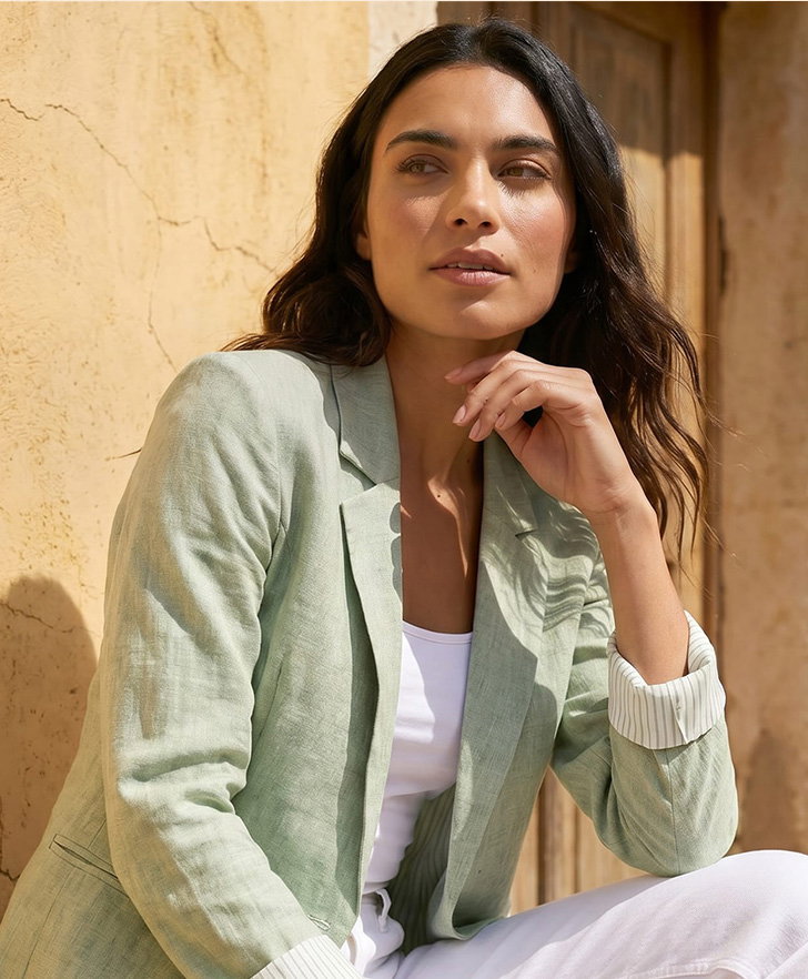 Green Textured Light Weight Blazer