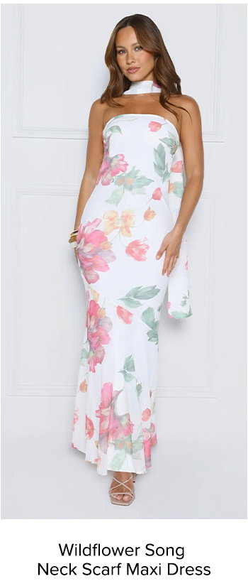 Wildflower Song Strapless Neck Scarf Maxi Dress White