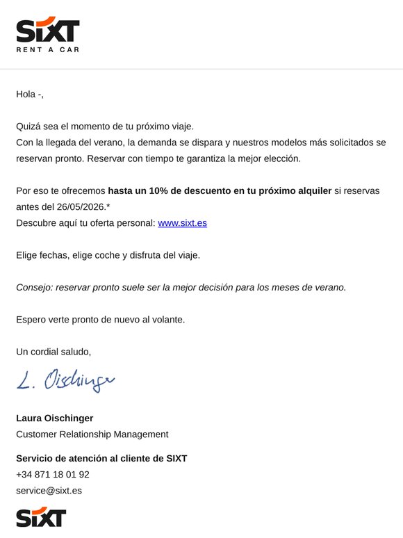 —, hasta un 10% de descuento solo para ti