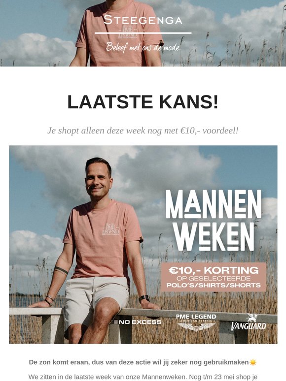 Laatste week: €10,- korting op jouw favoriete shirt/short/polo!👕