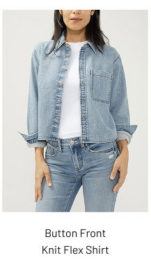 Button Front Knit Flex Shirt
