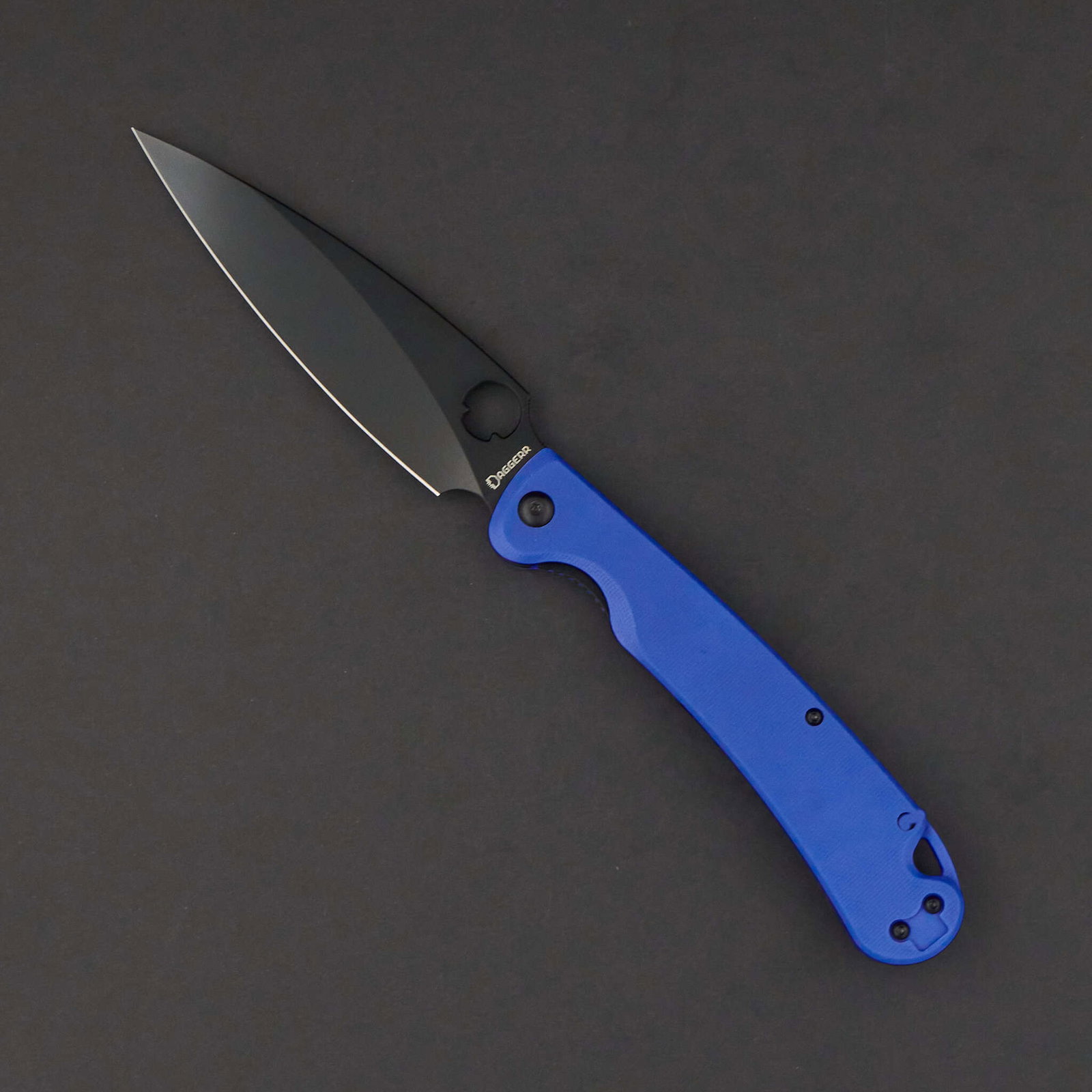 Image of DAGGERR ZHALO XL FOLDING KNIFE 4.5" D2 BLACK/BW DLC BLADE BLUE G10 HANDLE EDC
