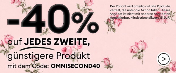 40 % Rabatt auf das zweite, günstigere Produkt mit dem Code OMNISECOND40.