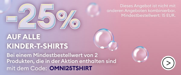 Nur jetzt: -25% Rabatt auf alle Kinder T-Shirts mit dem Code omni25tshirt