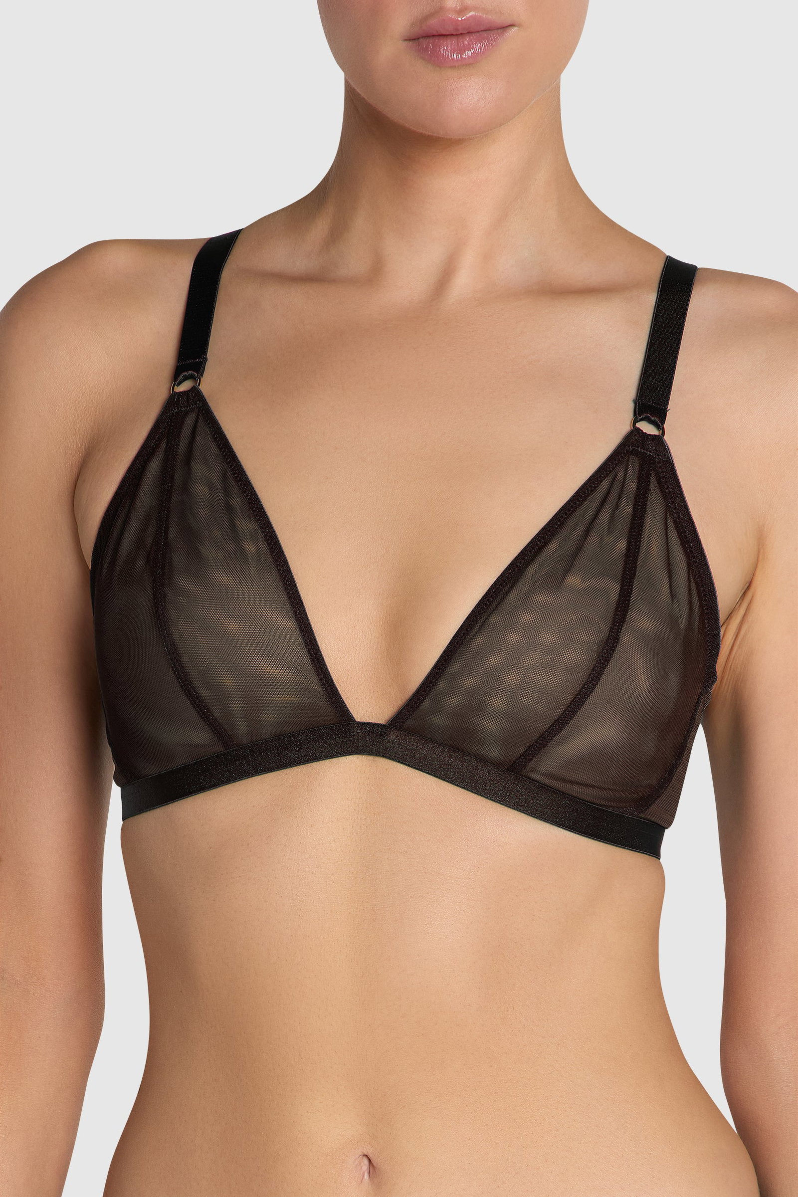 Image of The Anna Sheer Mesh Triangle Bralette Black