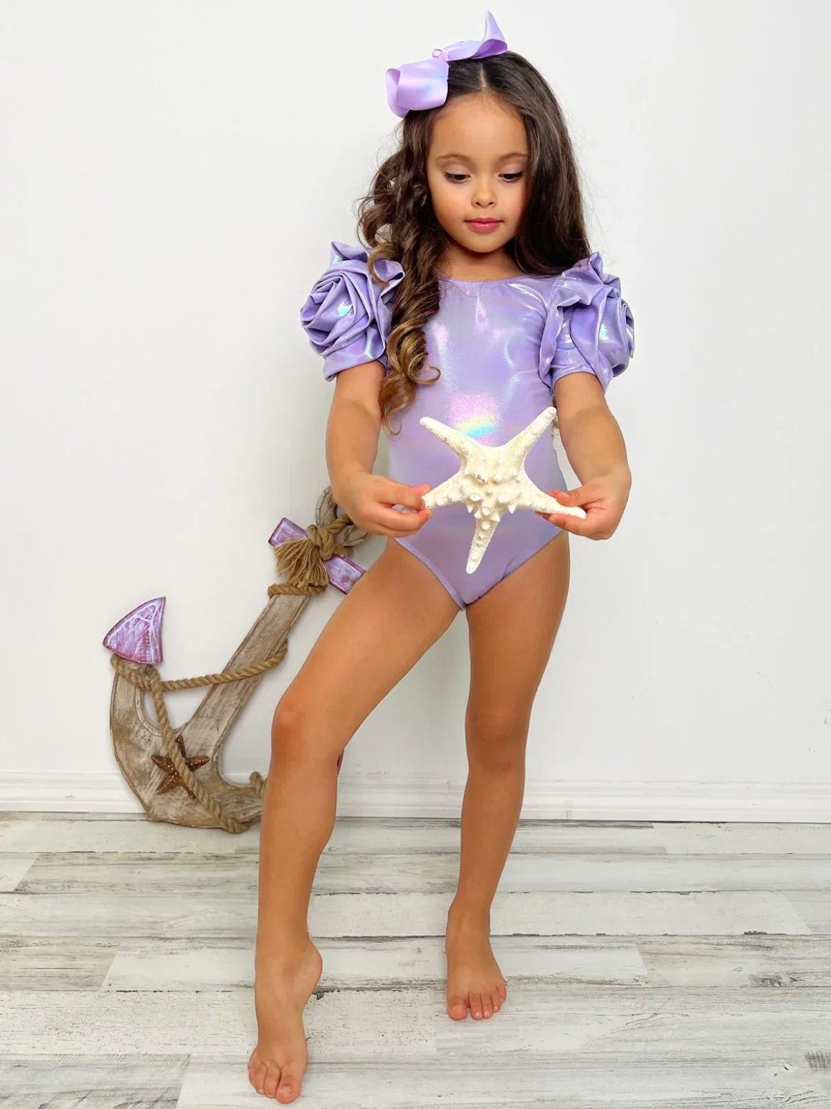 Image of Blooming Rose Metallic Purple One Piece Swimsuit