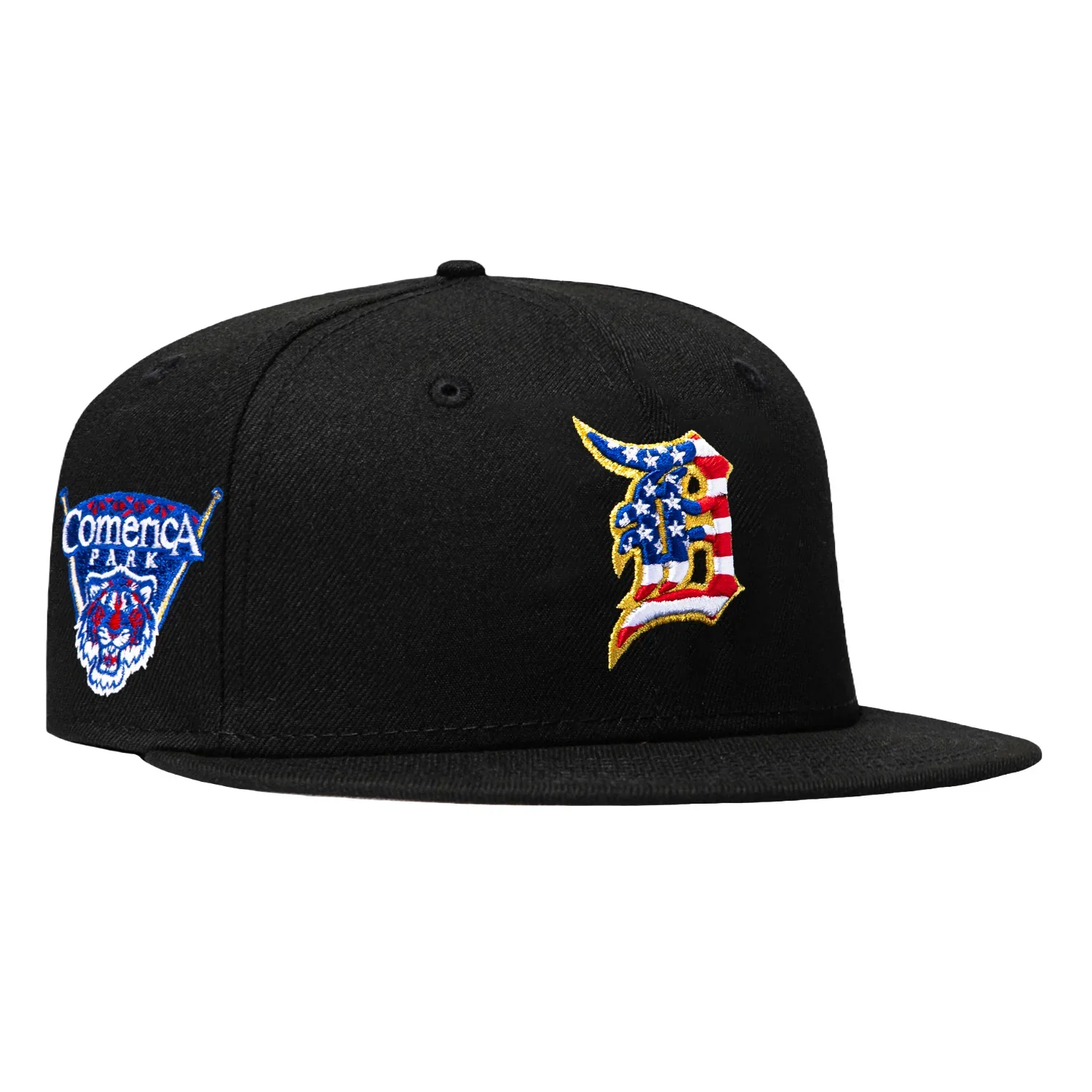 Image of New Era 59Fifty Detroit Tigers Comerica Park Stadium Patch Flag Hat - Black