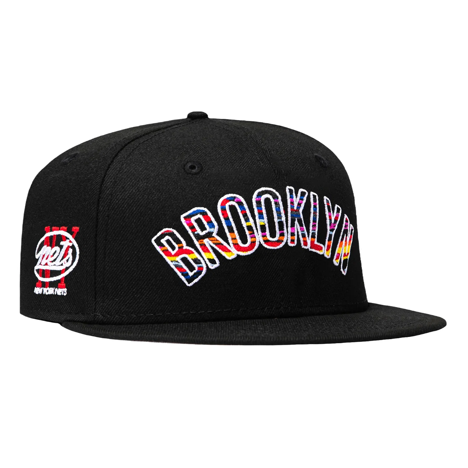 Image of New Era 59Fifty Brooklyn Nets New York Nets City Patch Arch Red UV Hat - Black