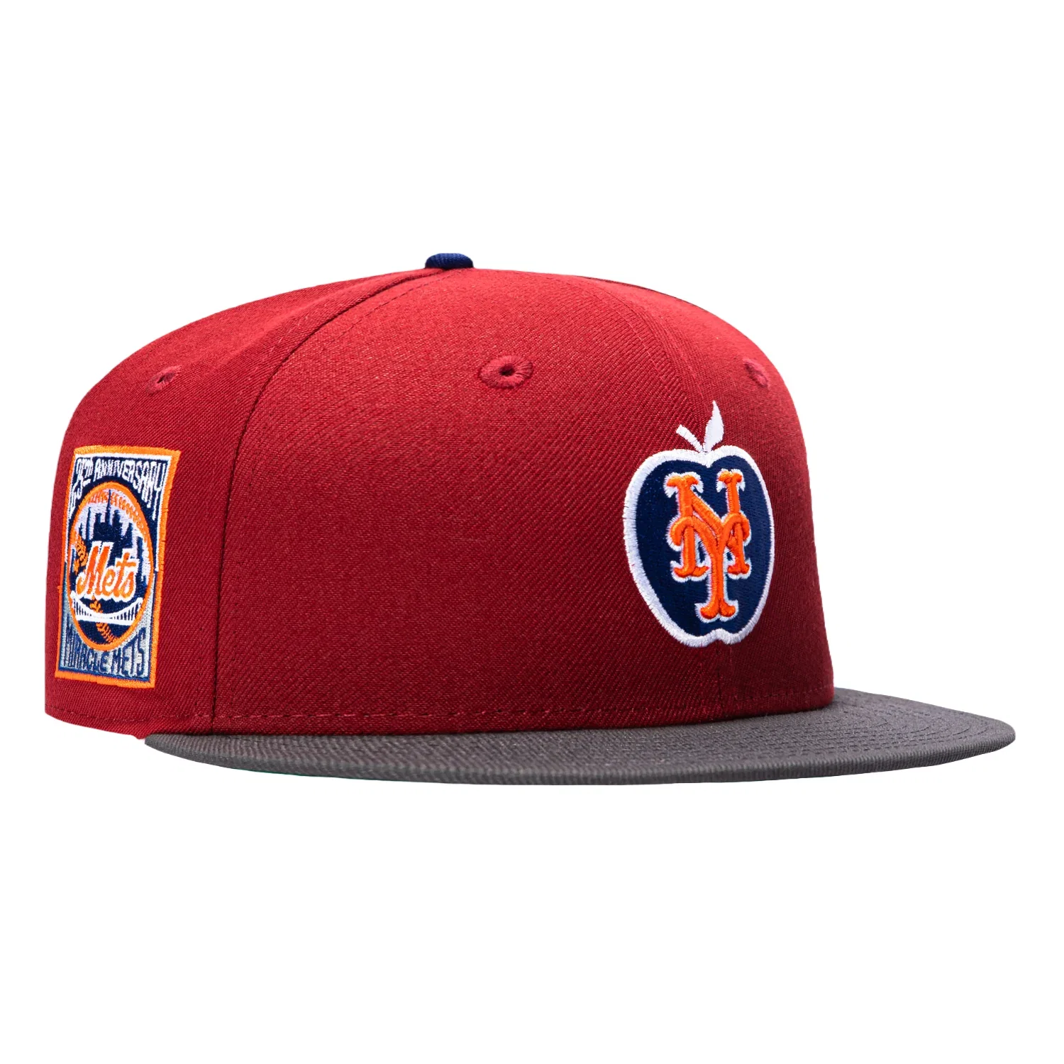 Image of New Era 59Fifty New York Mets 25th Anniversary Stadium Patch Apple Hat - Cardinal, Graphite