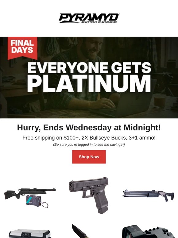 🚨20% Off and Platinum Rewards End Soon
